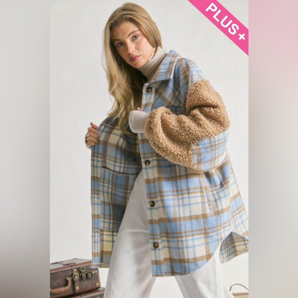 Oversized Long Beautiful Plus Sherpa Teddy Bear Shacket Coat